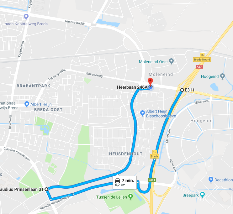 Bereikbaarheid kantoor Breda